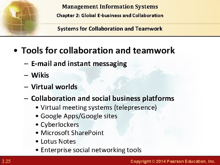 Management Information Systems Chapter 2: Global E-business and Collaboration Systems for Collaboration and Teamwork