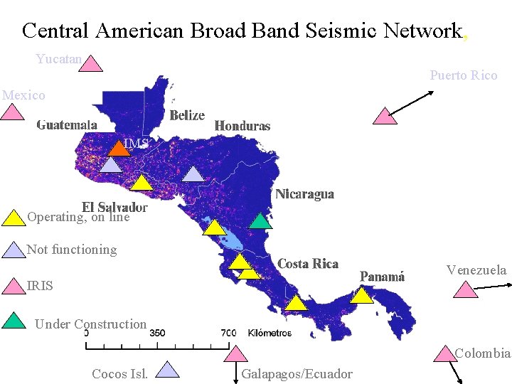 Central American Broad Band Seismic Network, Yucatan Puerto Rico Mexico IMS Operating, on line