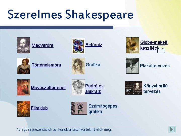 Szerelmes Shakespeare Magyaróra Betűrajz Globe-makett készítés Történelemóra Grafika Plakáttervezés Művészettörténet Portré és alakrajz Filmklub