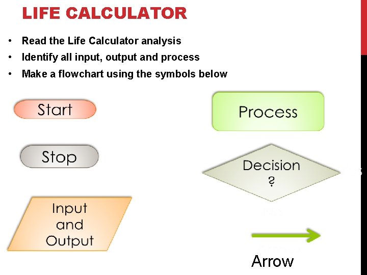 LIFE CALCULATOR • Read the Life Calculator analysis • Identify all input, output and