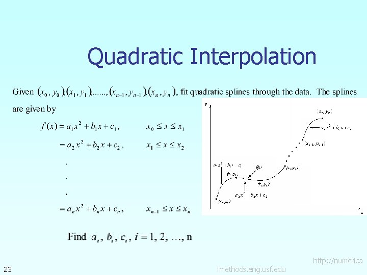 Quadratic Interpolation 23 lmethods. eng. usf. edu http: //numerica 