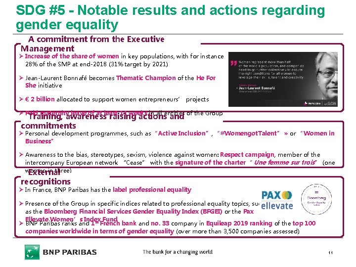 SDG #5 - Notable results and actions regarding gender equality A commitment from the