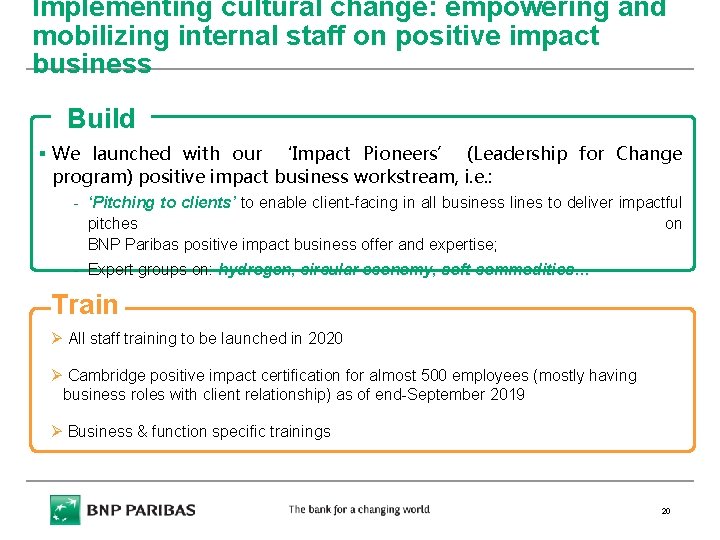 Implementing cultural change: empowering and mobilizing internal staff on positive impact business Build §