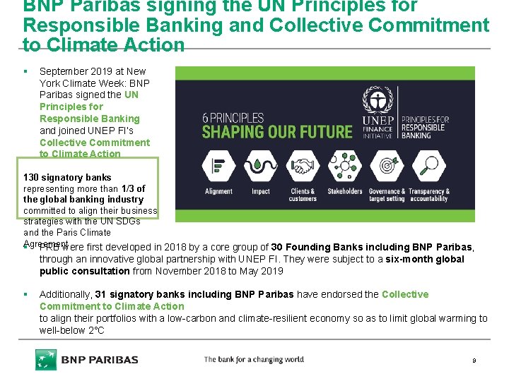 BNP Paribas signing the UN Principles for Responsible Banking and Collective Commitment to Climate