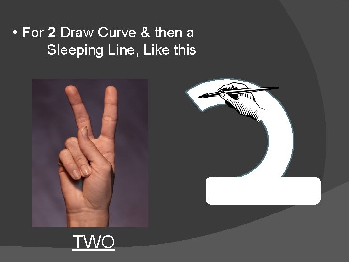  • For 2 Draw Curve & then a Sleeping Line, Like this TWO