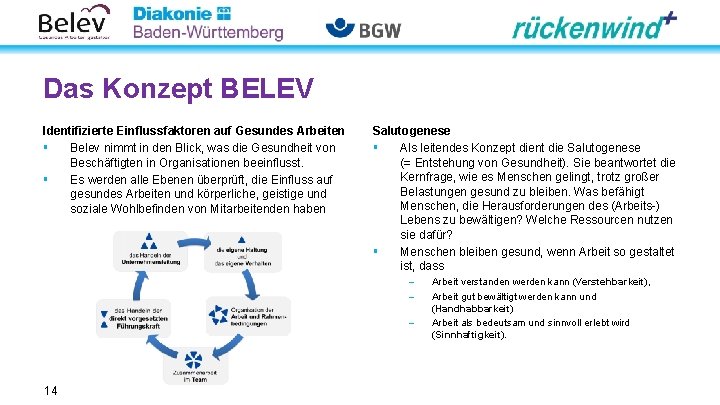 Das Konzept BELEV Identifizierte Einflussfaktoren auf Gesundes Arbeiten § Belev nimmt in den Blick,