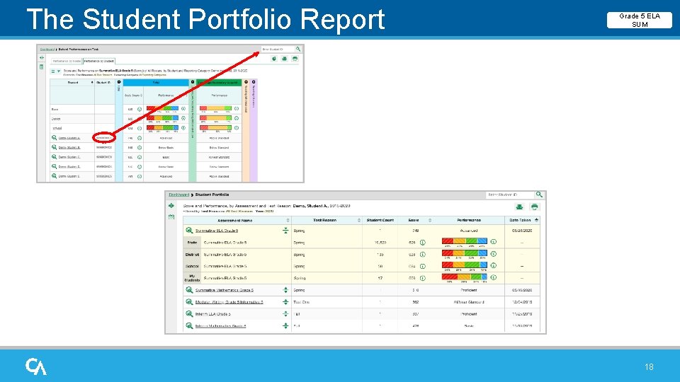 The Student Portfolio Report Grade 5 ELA SUM 18 