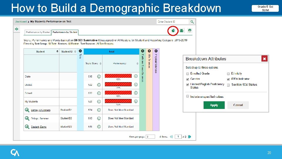 How to Build a Demographic Breakdown Report Grade 5 Sci SUM 20 