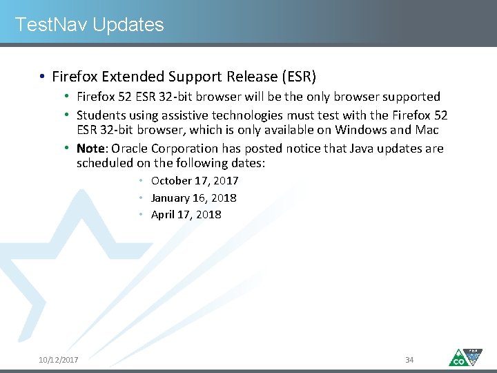 Test. Nav Updates • Firefox Extended Support Release (ESR) • Firefox 52 ESR 32