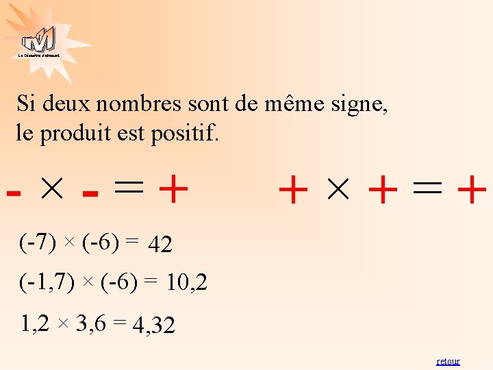 La Géométrie Autrement Si deux nombres sont de même signe, le produit est positif.