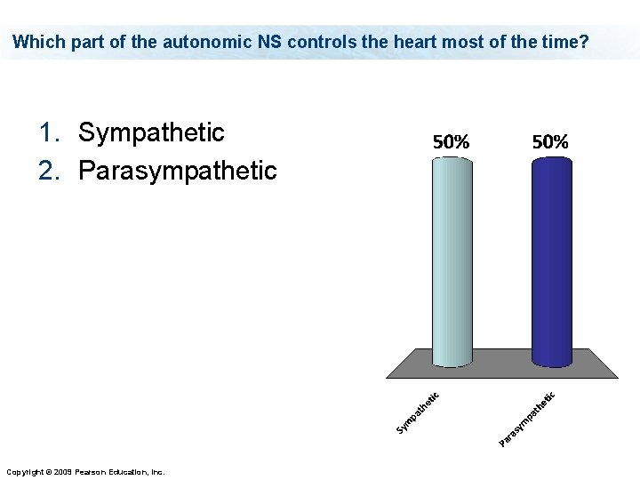 Which part of the autonomic NS controls the heart most of the time? 1.