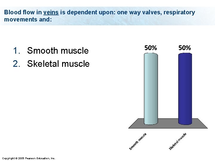 Blood flow in veins is dependent upon: one way valves, respiratory movements and: 1.