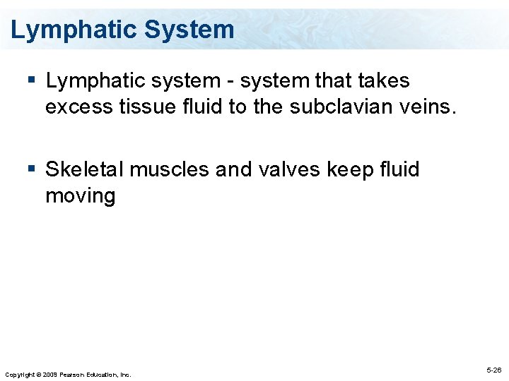 Lymphatic System § Lymphatic system - system that takes excess tissue fluid to the