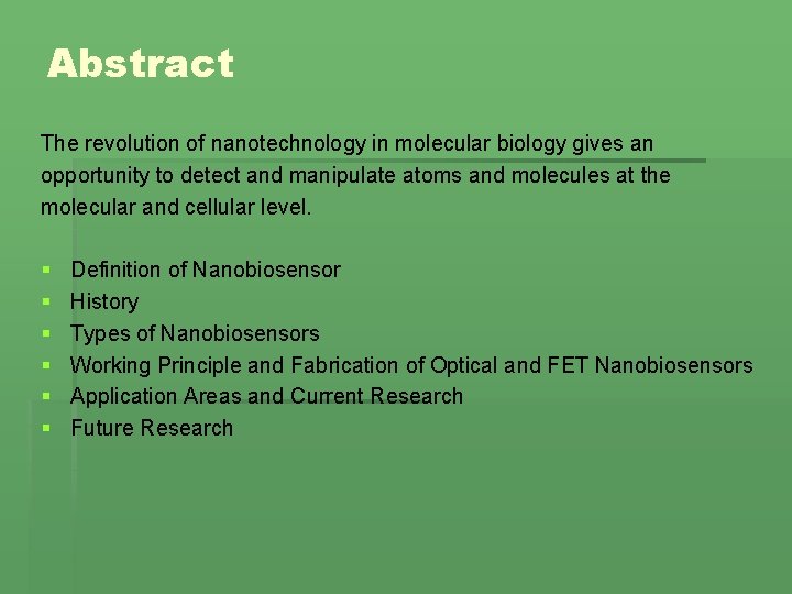 Abstract The revolution of nanotechnology in molecular biology gives an opportunity to detect and