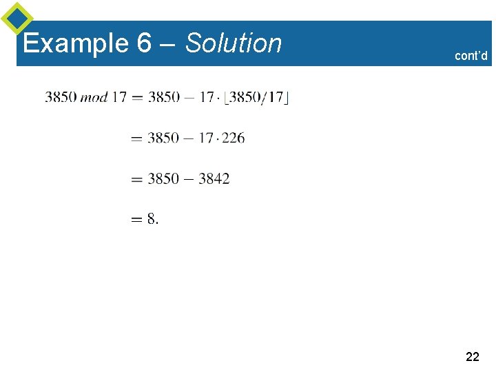 Example 6 – Solution cont’d 22 