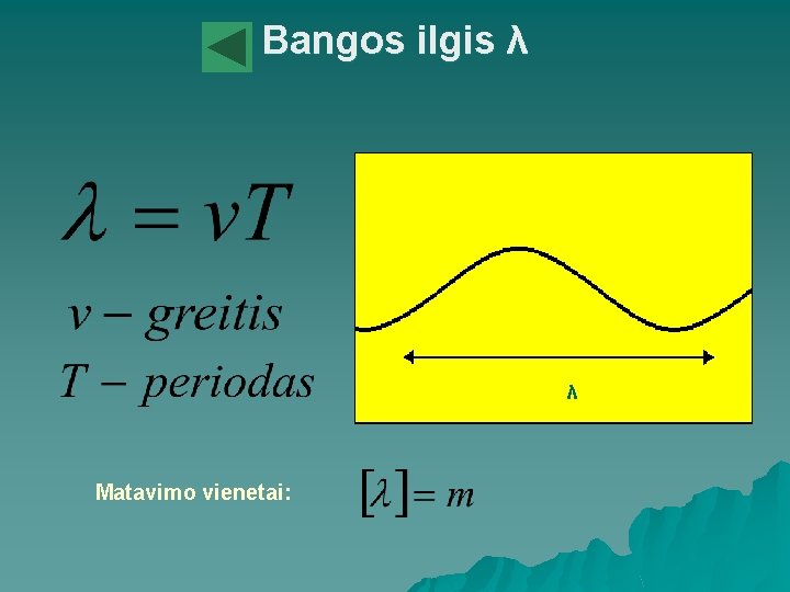 Bangos ilgis λ λ Matavimo vienetai: 