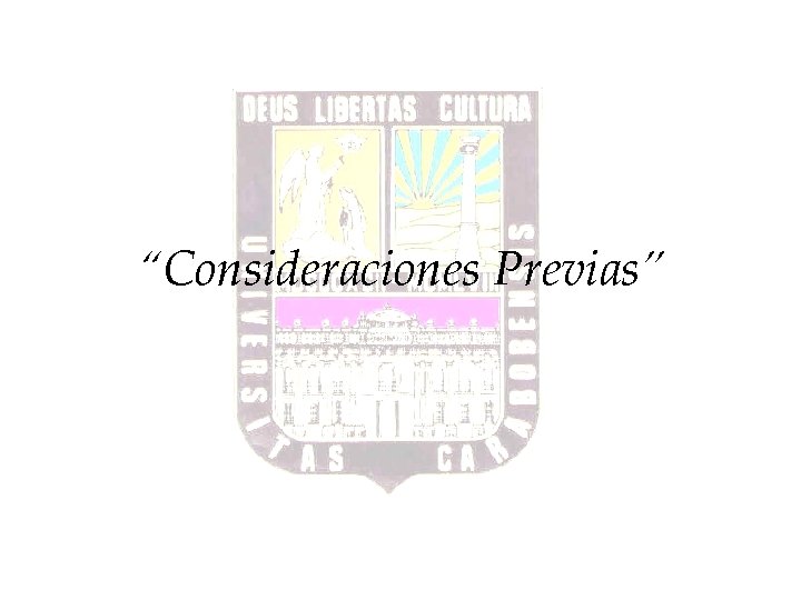 “Consideraciones Previas” 
