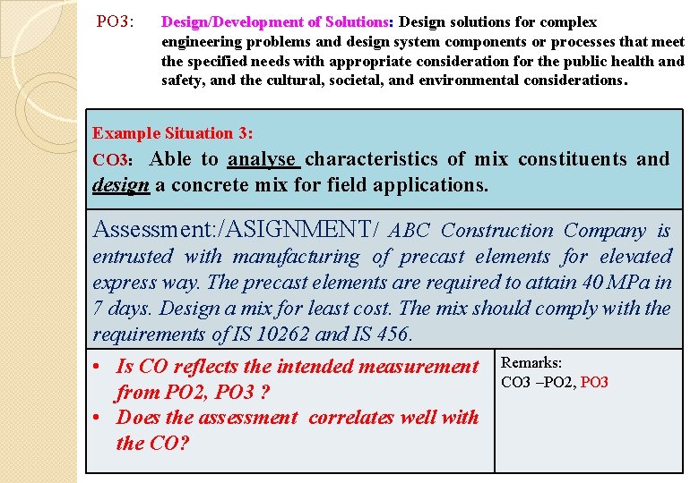 PO 3: Design/Development of Solutions: Design solutions for complex : engineering problems and design