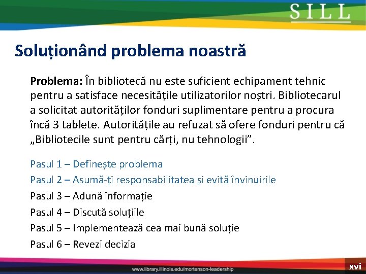 Soluționând problema noastră Problema: În bibliotecă nu este suficient echipament tehnic pentru a satisface