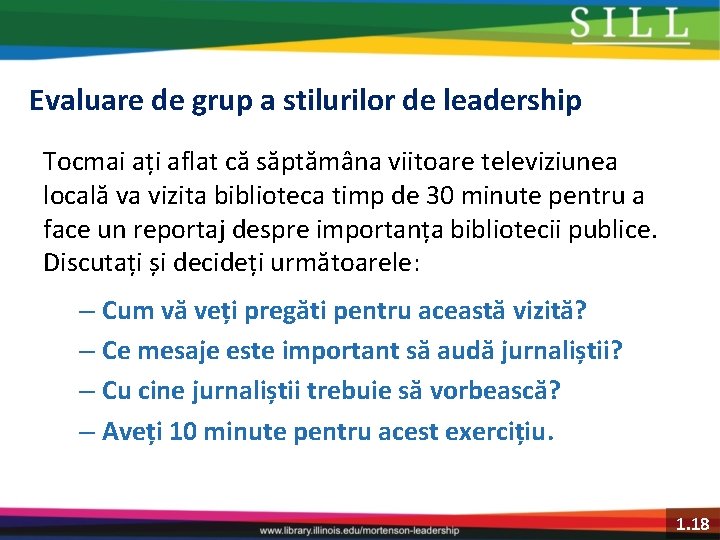 Evaluare de grup a stilurilor de leadership Tocmai ați aflat că săptămâna viitoare televiziunea