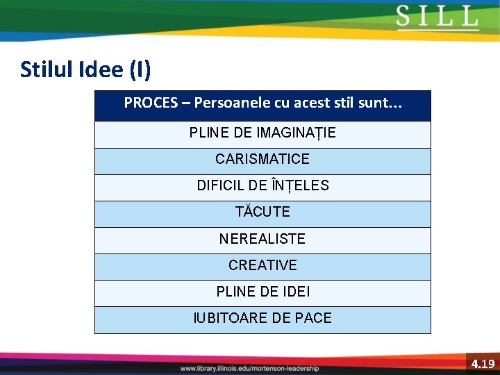 Stilul Idee (I) PROCES – Persoanele cu acest stil sunt. . . PLINE DE