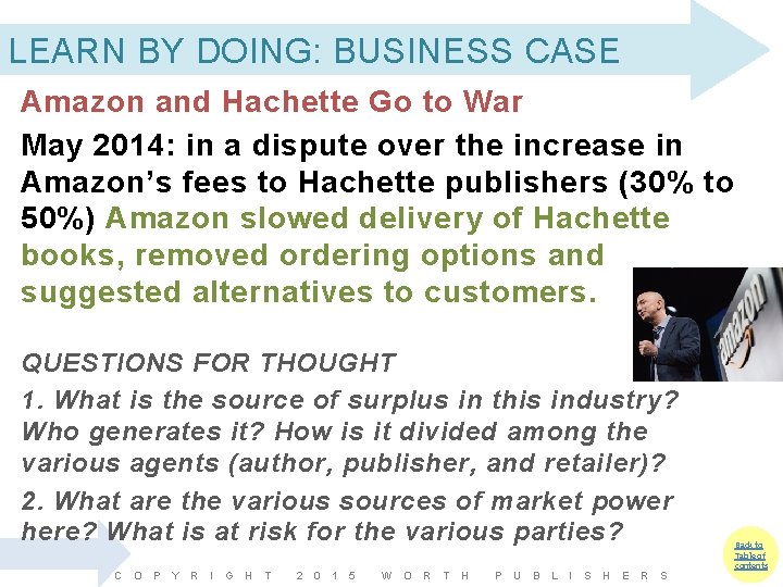 LEARN BY DOING: BUSINESS CASE Amazon and Hachette Go to War May 2014: in