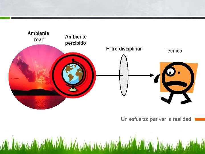 Ambiente “real” Ambiente percibido Filtro disciplinar Técnico Un esfuerzo par ver la realidad 10