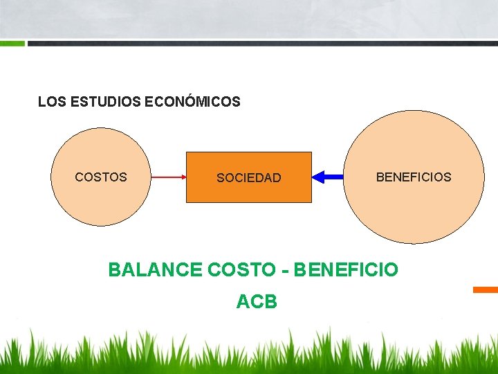 LOS ESTUDIOS ECONÓMICOS COSTOS SOCIEDAD BENEFICIOS BALANCE COSTO - BENEFICIO ACB 