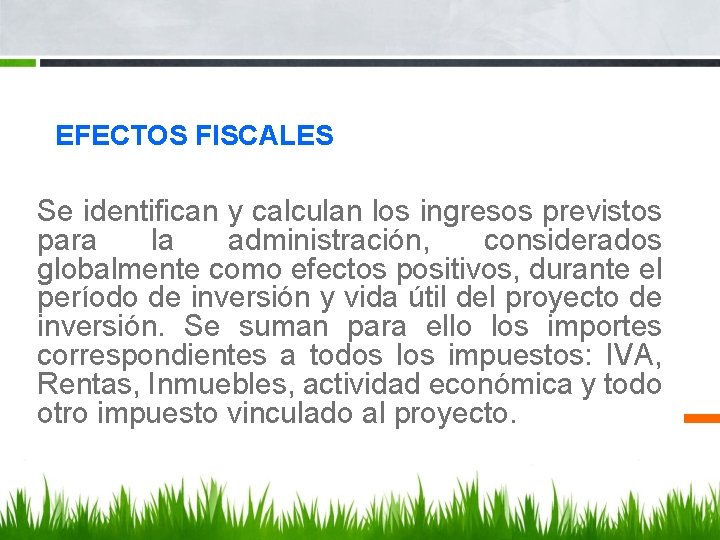 EFECTOS FISCALES Se identifican y calculan los ingresos previstos para la administración, considerados globalmente