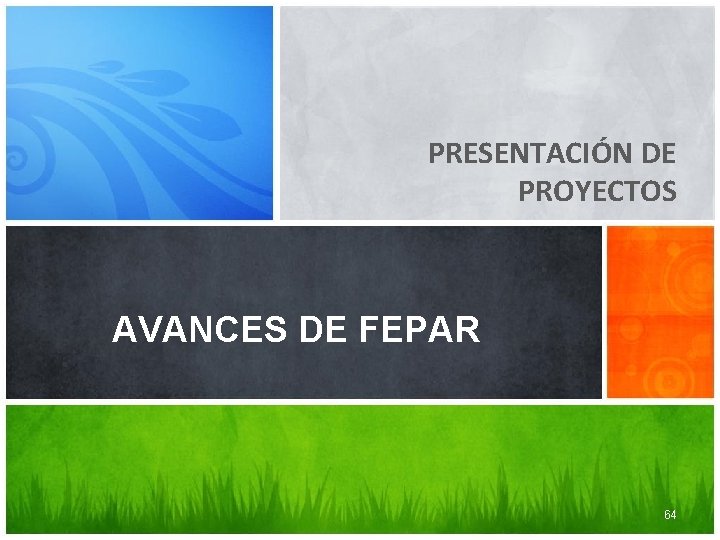 PRESENTACIÓN DE PROYECTOS AVANCES DE FEPAR 64 