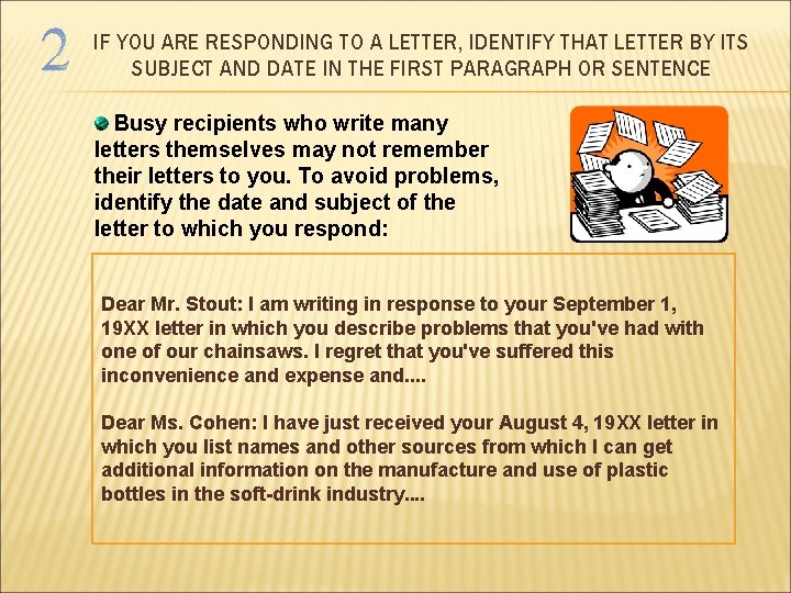 IF YOU ARE RESPONDING TO A LETTER, IDENTIFY THAT LETTER BY ITS SUBJECT AND