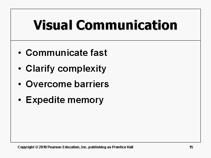 Visual Communication • Communicate fast • Clarify complexity • Overcome barriers • Expedite memory