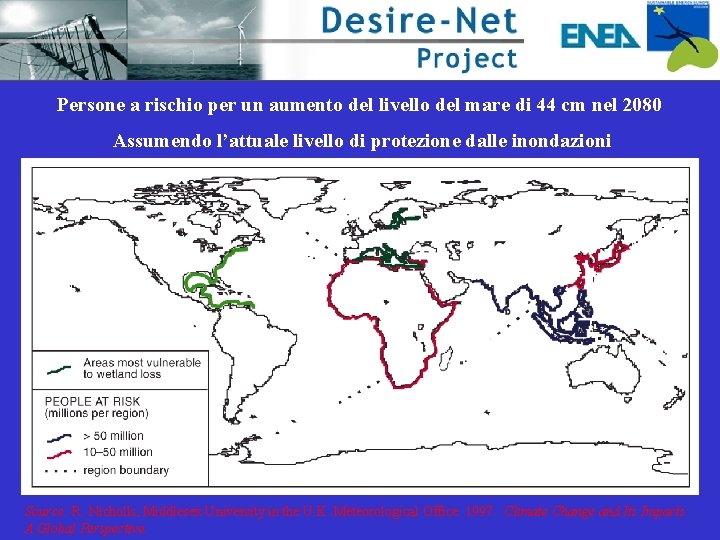 Persone a rischio per un aumento del livello del mare di 44 cm nel