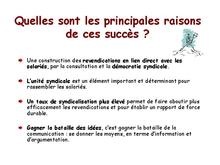 Quelles sont les principales raisons de ces succès ? Une construction des revendications en