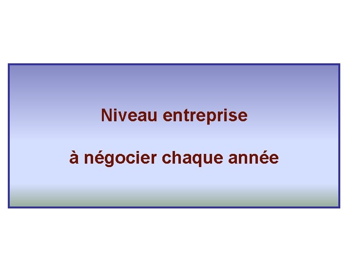 Niveau entreprise à négocier chaque année 