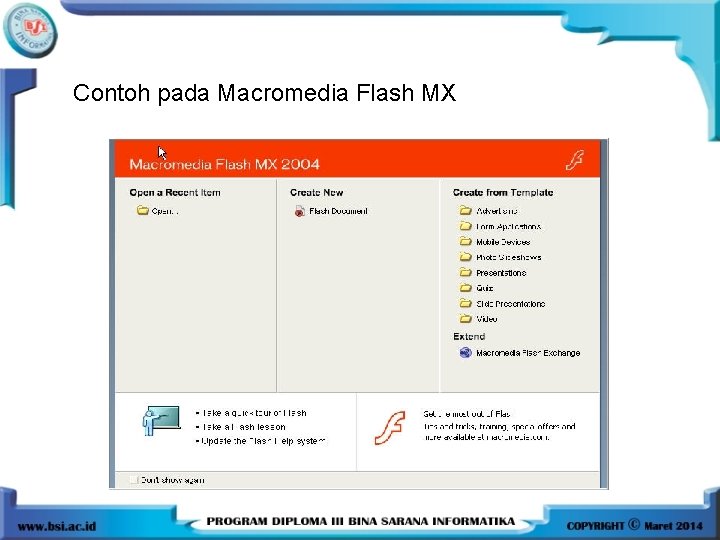 Contoh pada Macromedia Flash MX 