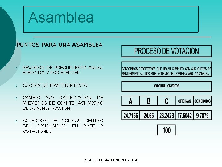 Asamblea PUNTOS PARA UNA ASAMBLEA ¡ REVISION DE PRESUPUESTO ANUAL EJERCIDO Y POR EJERCER