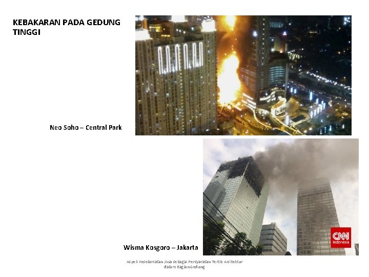 KEBAKARAN PADA GEDUNG TINGGI Neo Soho – Central Park Wisma Kosgoro – Jakarta Aspek