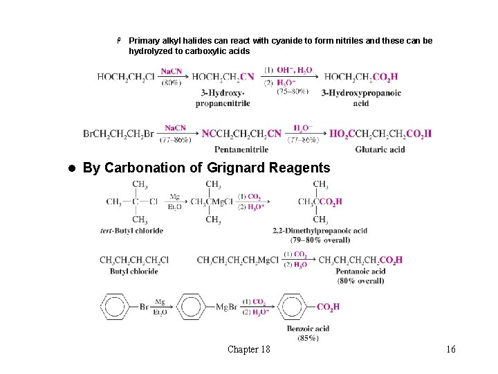 H Primary alkyl halides can react with cyanide to form nitriles and these can