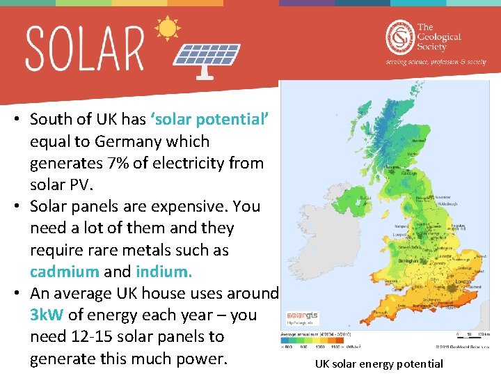  • South of UK has ‘solar potential’ equal to Germany which generates 7%