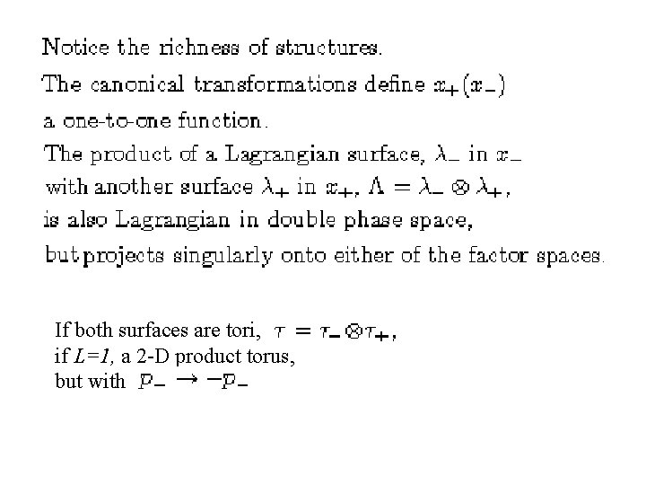 If both surfaces are tori, if L=1, a 2 -D product torus, but with