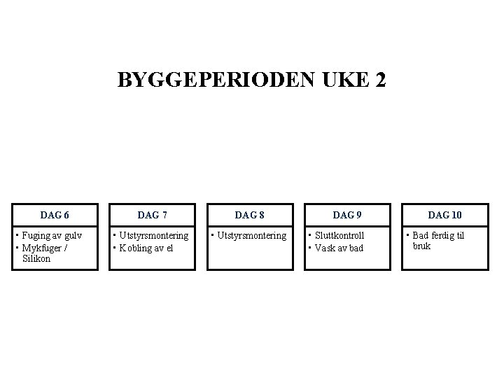 BYGGEPERIODEN UKE 2 DAG 6 • Fuging av gulv • Mykfuger / Silikon DAG