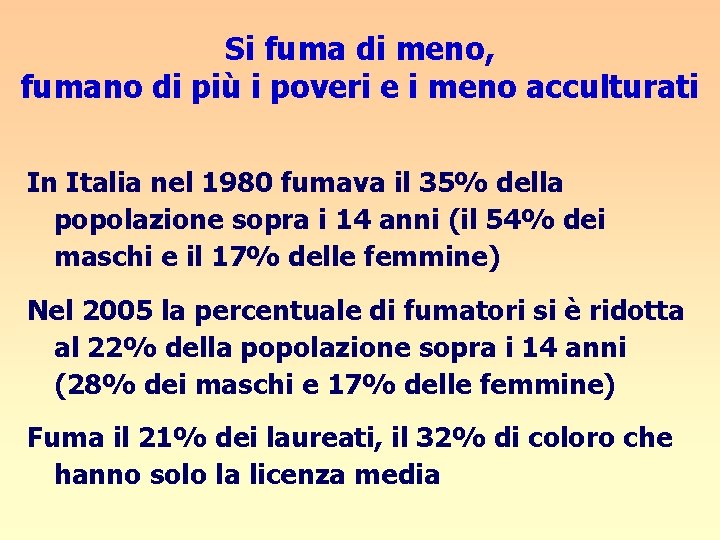 Si fuma di meno, fumano di più i poveri e i meno acculturati In