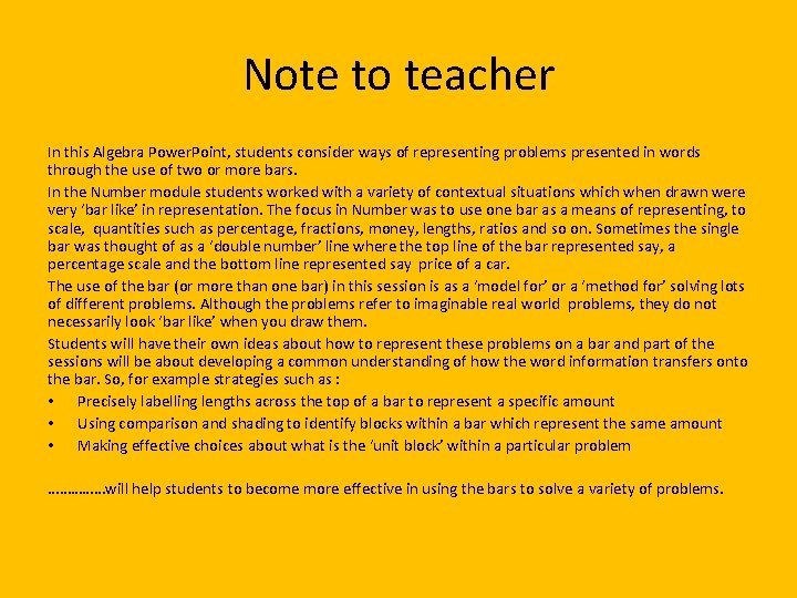 Note to teacher In this Algebra Power. Point, students consider ways of representing problems