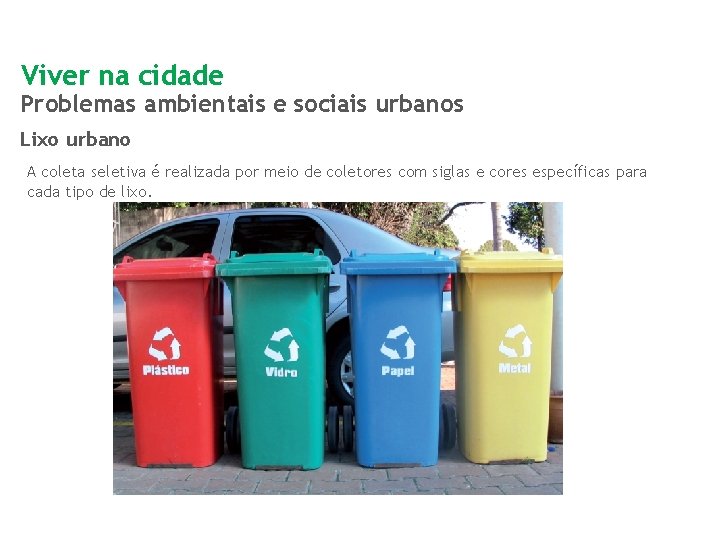Viver na cidade Problemas ambientais e sociais urbanos Lixo urbano A coleta seletiva é