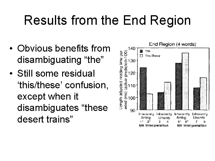 Results from the End Region • Obvious benefits from disambiguating “the” • Still some