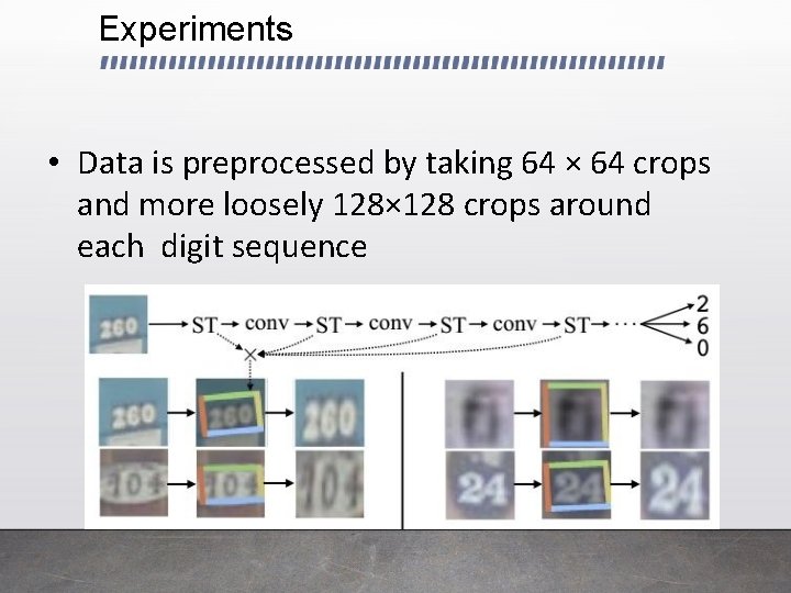 Experiments • Data is preprocessed by taking 64 × 64 crops and more loosely