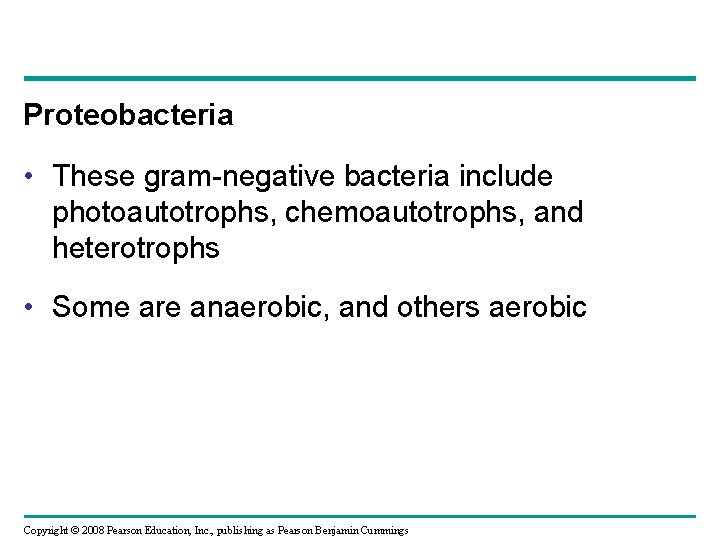 Proteobacteria • These gram-negative bacteria include photoautotrophs, chemoautotrophs, and heterotrophs • Some are anaerobic,