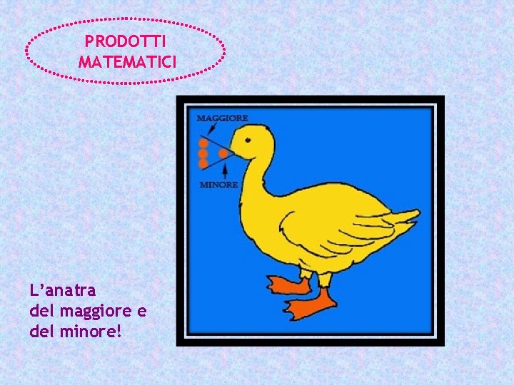 PRODOTTI MATEMATICI L’anatra del maggiore e del minore! 