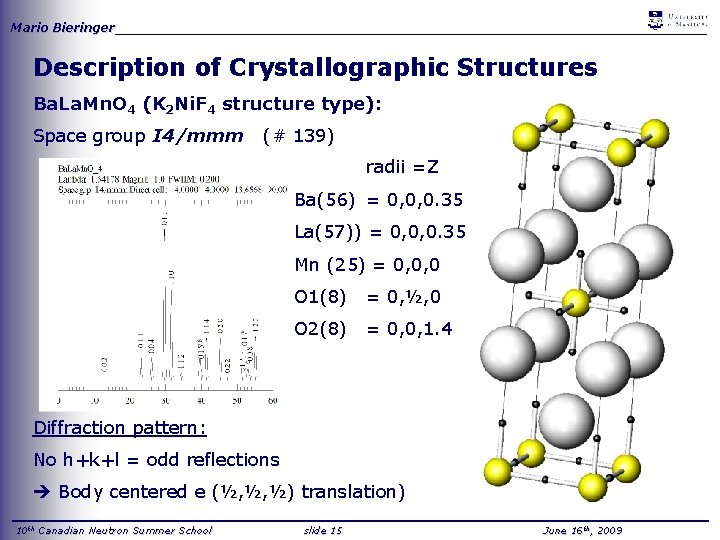 Mario Bieringer_____________________________________ Description of Crystallographic Structures Ba. La. Mn. O 4 (K 2 Ni.